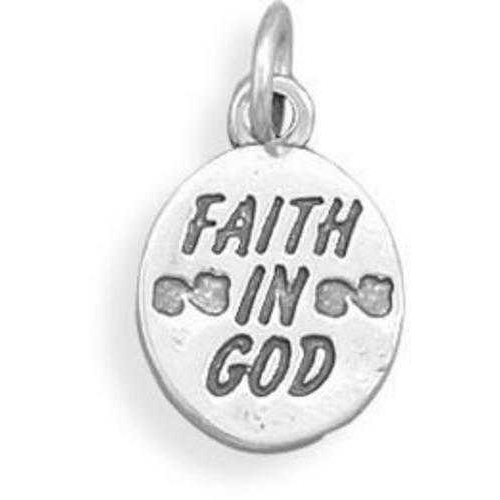 Image of Faith in God Charm 925 Sterling Silver