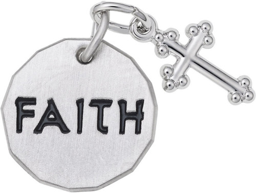 Faith Tag w/ Cross Charm (Choose Metal) by Rembrandt