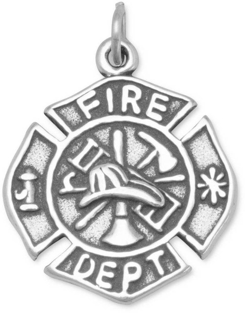 Image of Firefighter Maltese Cross Charm 925 Sterling Silver