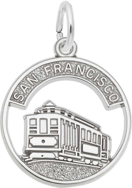 Image of Flat San Francisco Cable Car Open Disc Charm (Choose Metal) by Rembrandt