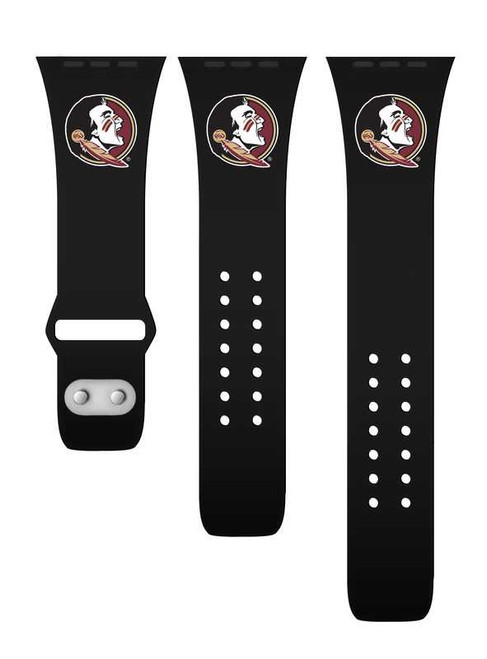 Image of Florida State Seminoles Silicone Watch Band Compatible with Apple Watch - 42mm/44mm/45mm Black C-AB3-147-42