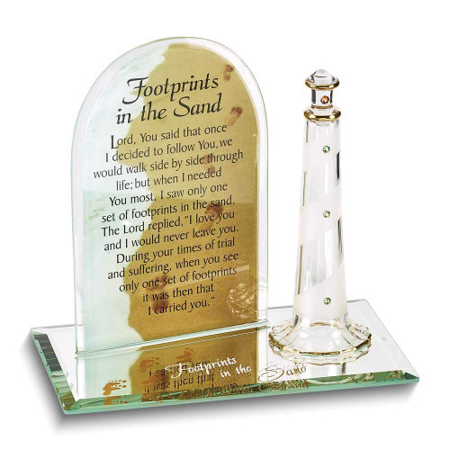 Image of Footprints In The Sand Glass Figurine (Gifts)