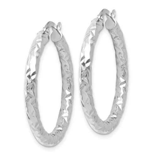 Image of 30mm Foreverlite 14K White Gold Polished and Textured Earrings LE437