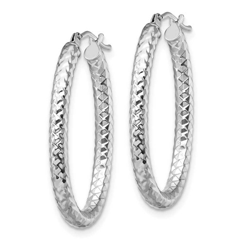 Image of 32mm Foreverlite 14K White Gold Polished and Textured Earrings LE462