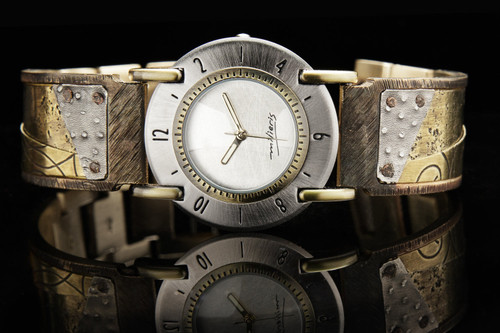 Image of Europa Brass and Sterling Silver - Wide WatchCraft Handmade Watch