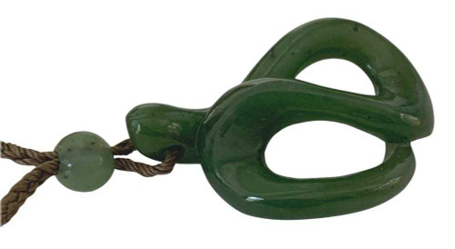 Image of Genuine Canadian Green Nephrite Jade Freeform Pendant on Cord