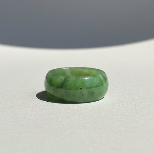 Natural Untreated Canadian Nephrite Jade Wide Solid Band Ring (FYR)