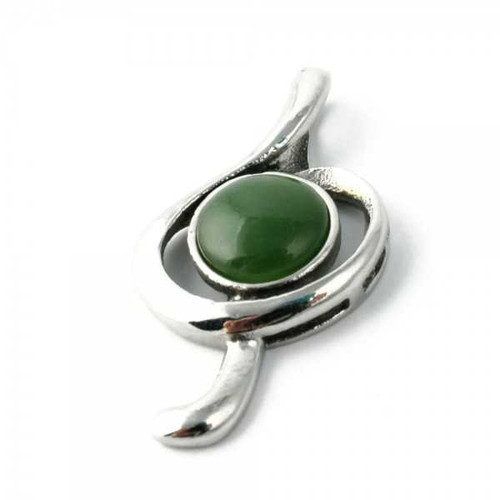 Image of Genuine Natural Nephrite Jade & Surgical Steel Treble Clef Pendant 0082