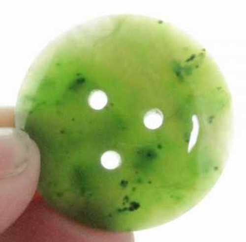 Image of Genuine Natural Nephrite Jade 3-Hole Button 29.5mm