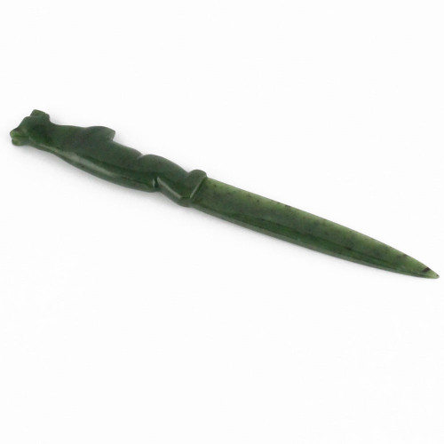 Natural Untreated Nephrite Jade Bear Letter Opener 6 inches