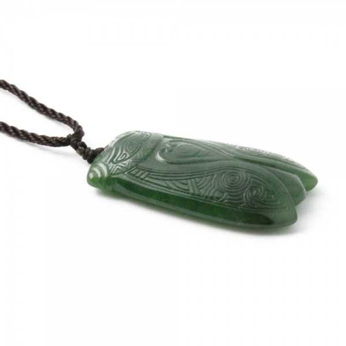 Image of Genuine Natural Nephrite Jade Cicada Pendant On Cord