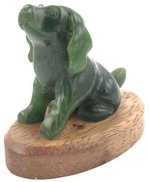 Image of Genuine Natural Nephrite Jade Cocker Spaniel Dog Figurine 2 inch