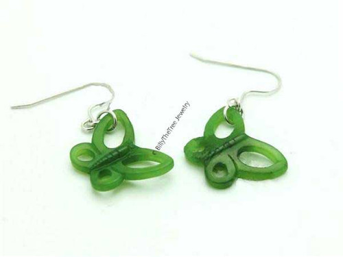 Image of Genuine Natural Nephrite Jade Cutout Butterfly Earrings
