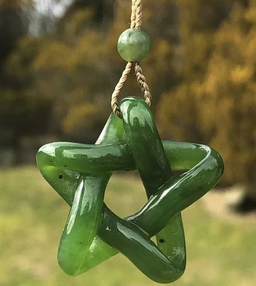 Image of 33mm Genuine Natural Solid Nephrite Jade Cutout Star Pendant