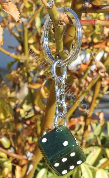 17mm Natural Untreated Nephrite Jade Dice Keychain