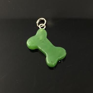 18mm Natural Untreated Nephrite Jade Dog Bone Charm