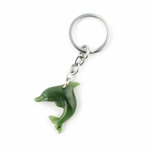 Image of Genuine Natural Nephrite Jade Dolphin Keychain