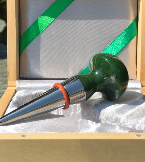 36.5x40mm Natural Untreated Nephrite Jade Domed Wine Bottle Stopper