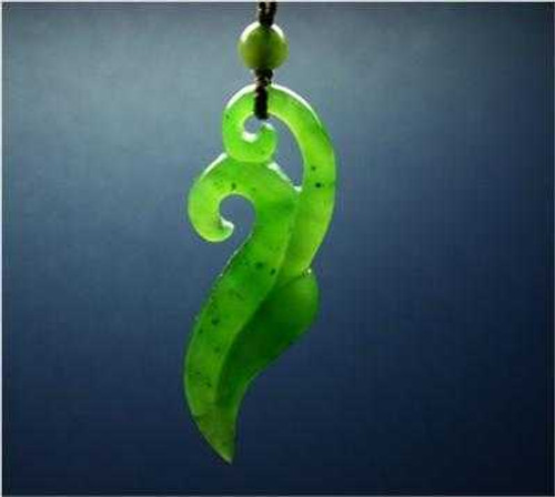 Image of Genuine Natural Nephrite Jade Elegant Double Frond Pendant