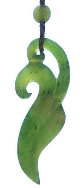 Image of Genuine Natural Nephrite Jade Elegant Double Frond Pendant