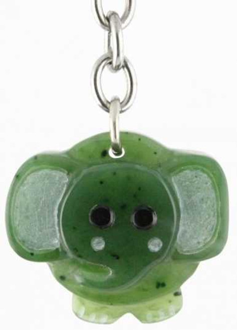 Image of Genuine Natural Nephrite Jade Elephant Keychain