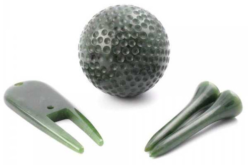 Image of Genuine Natural Nephrite Jade Golf Tee Box Set w/ Ball