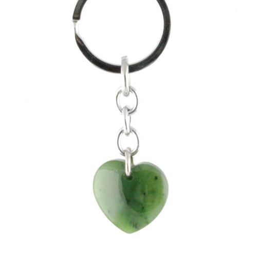 22mm Natural Untreated Nephrite Jade Heart Keychain