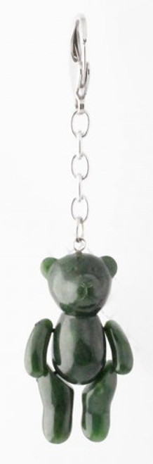 Genuine Natural Nephrite Jade Jointed Teddy Bear Keychain