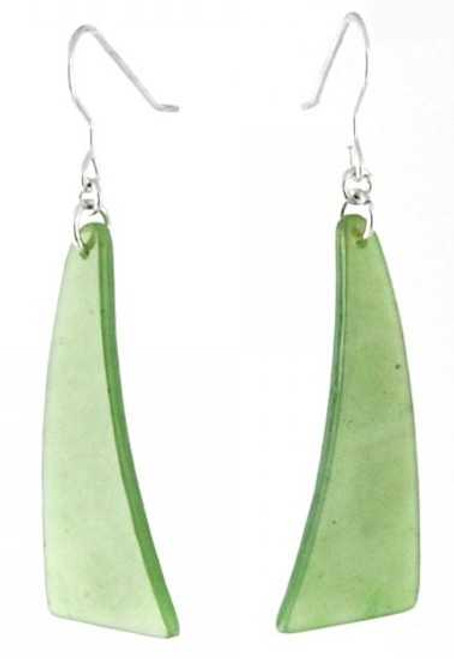 Image of Genuine Natural Nephrite Jade Long Curvy Drop Earrings