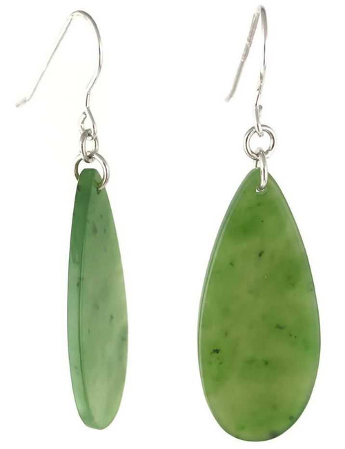 Image of Genuine Natural Nephrite Jade Long Raindrop Earrings 2800