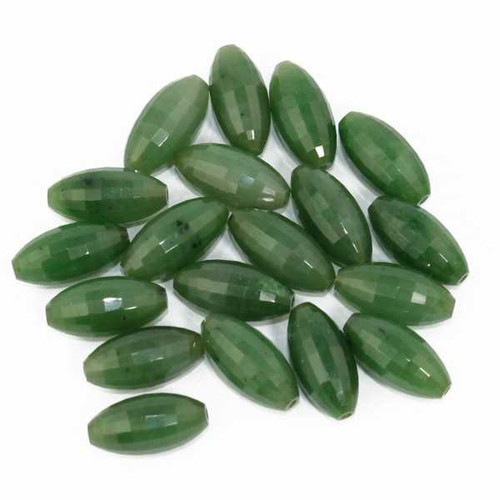 Image of Genuine Natural Nephrite Jade Oval Bead Faceted 18.5mm x 9mm
