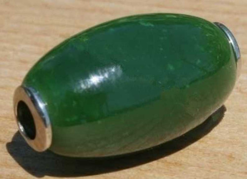 Image of Genuine Natural Nephrite Jade Oval Bead w/ Surgical Steel Inside 24x15mm