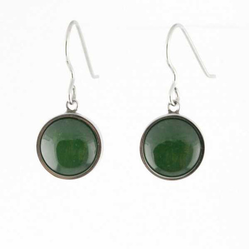 Image of Genuine Natural Nephrite Jade Round Dangle Earrings