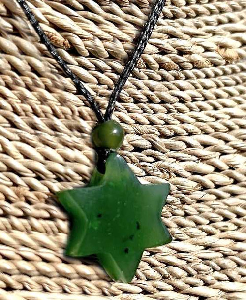 Image of Genuine Natural Nephrite Jade Star Of David Pendant Necklace On Cord