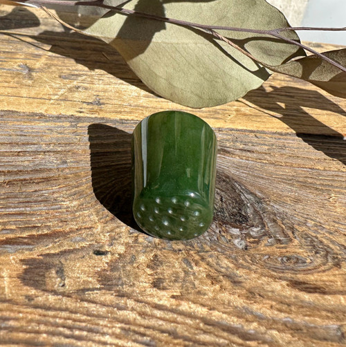 23.5mm Natural Untreated Nephrite Jade Thimble For Sewing