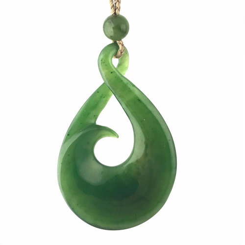 43.5mm Natural Untreated Nephrite Jade Twist Pendant
