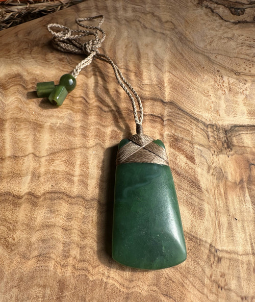 Natural Untreated Nephrite Jade Unisex Pendant Necklace w/ Cord