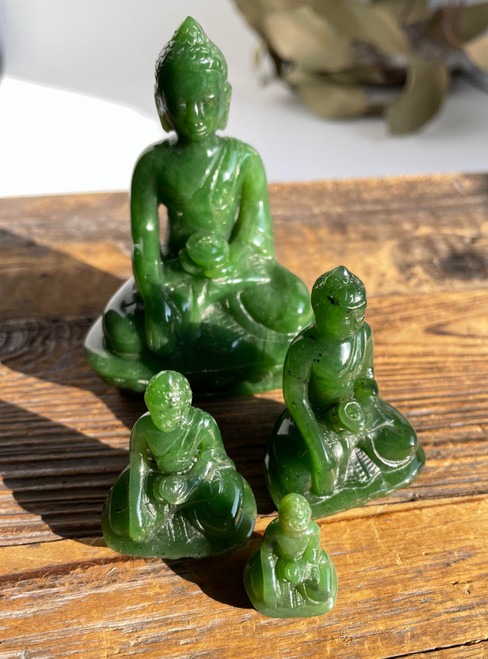 Natural Untreated Nephrite Jade Buddha Figurine (4042)