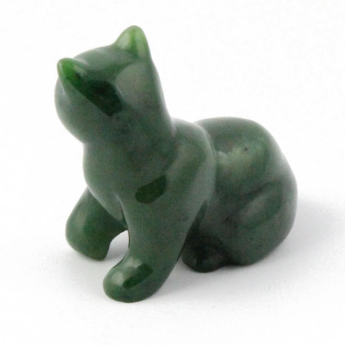 Natural Untreated Nephrite Jade Cat Figurine