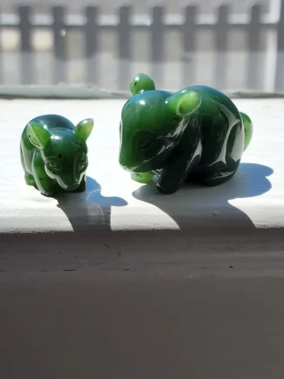 Natural Untreated Nephrite Jade Chinchilla Figurine