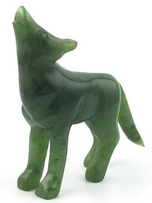 Image of Genuine Nephrite Jade Howling Coyote Figurine (J-Coyote)