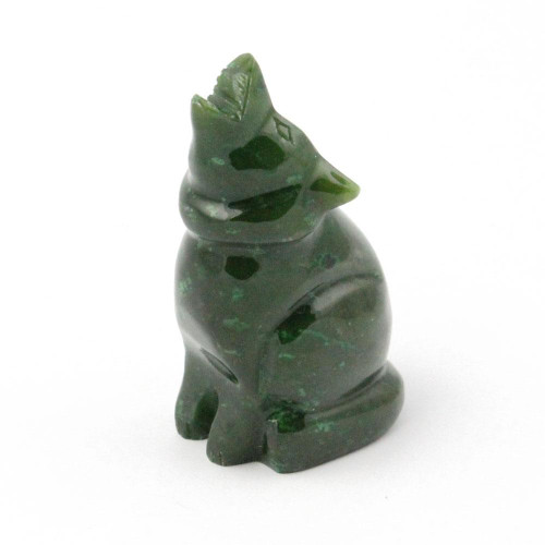 Natural Untreated Nephrite Jade Howling Wolf Figurine