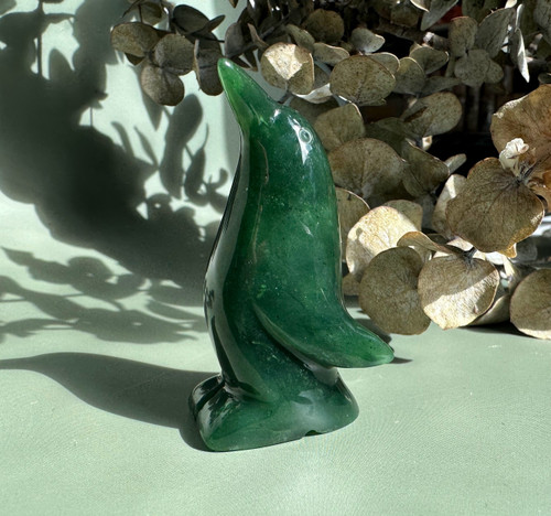 Natural Untreated Nephrite Jade Penguin Figurine