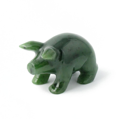 Natural Nephrite Jade or Rhodonite Pig Figurine