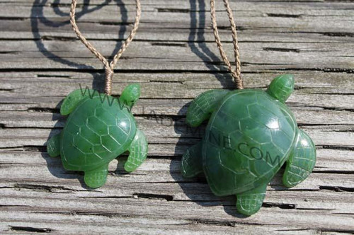 Natural Untreated Nephrite Jade Sea Turtle Pendant