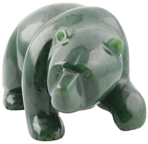 Image of Genuine Nephrite Jade Walking Bear Figurine (Multiple Sizes Available)