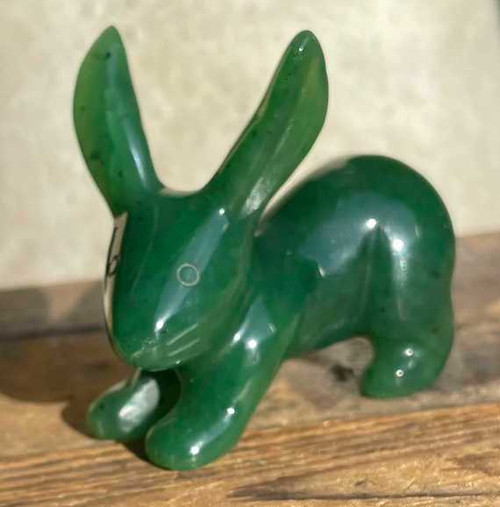 Image of Genuine Solid Nephrite Jade Jack Rabbit Figurine