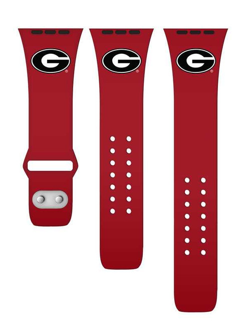 Image of Georgia Bulldogs Silicone Watch Band Compatible with Apple Watch - 38mm/40mm/41mm Red C-AB1-135-38