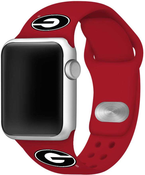 Image of Georgia Bulldogs Silicone Watch Band Compatible with Apple Watch - 42mm/44mm/45mm Crimson Red C-AB1-135-42