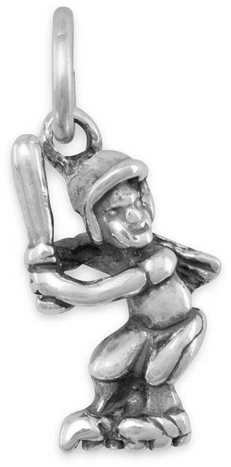 Image of Girl Softball Player Charm 925 Sterling Silver